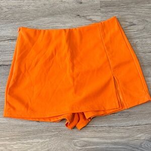SHEIN Neon Orange Skort Shorts with Side Slit